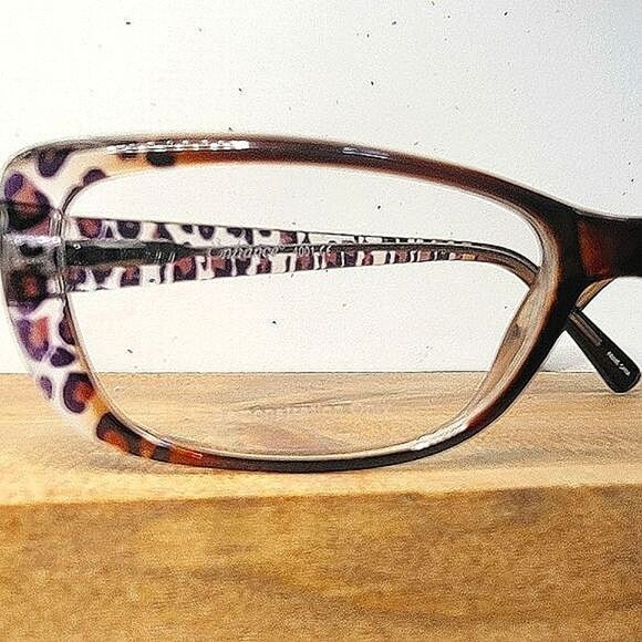 NEW Full Rim Eyeglass Frame by Enhance, brown leopard glasses, 55-16-145 - Picture 2 of 6